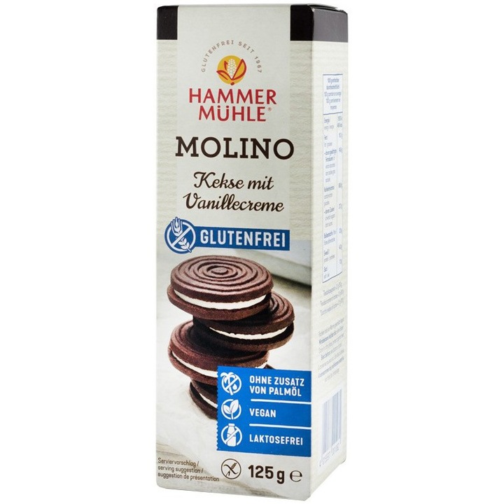 Molino, biscuiti cu crema de vanilie, 125g Hammer Muhle