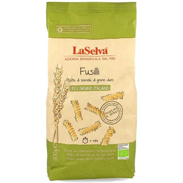 Fusilli bio din grau dur, 500 g LaSelva
