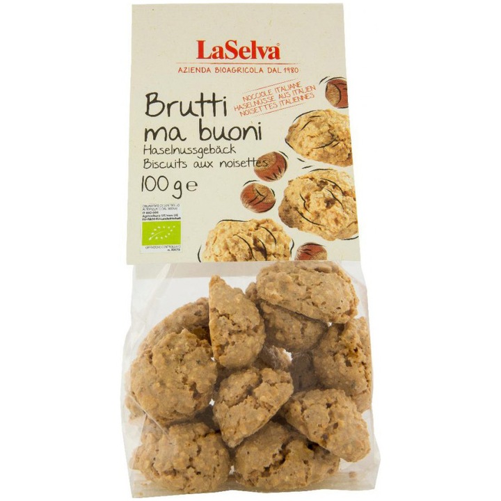 Biscuiti bio cu alune de padure, 100g LaSelva