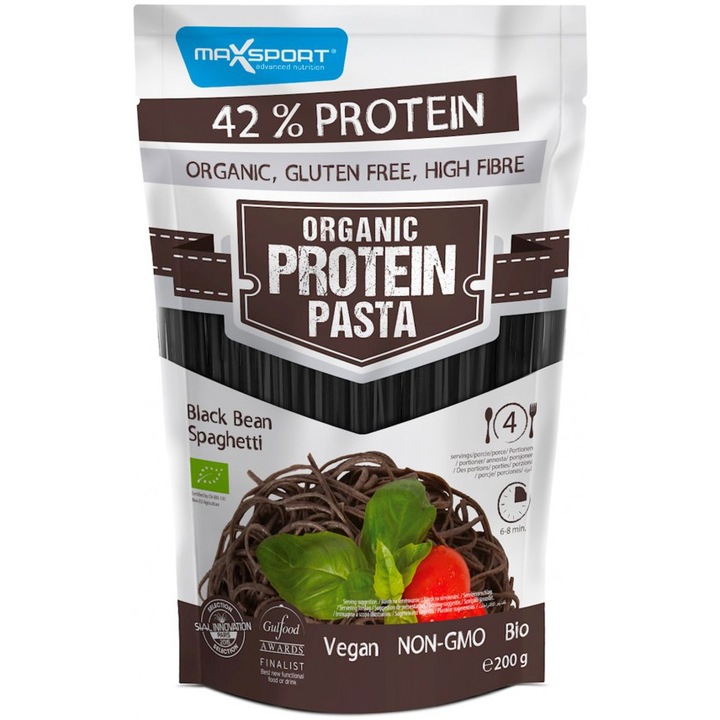Paste bio din fasole neagra cu continut ridicat de proteine, 200g Max Sport