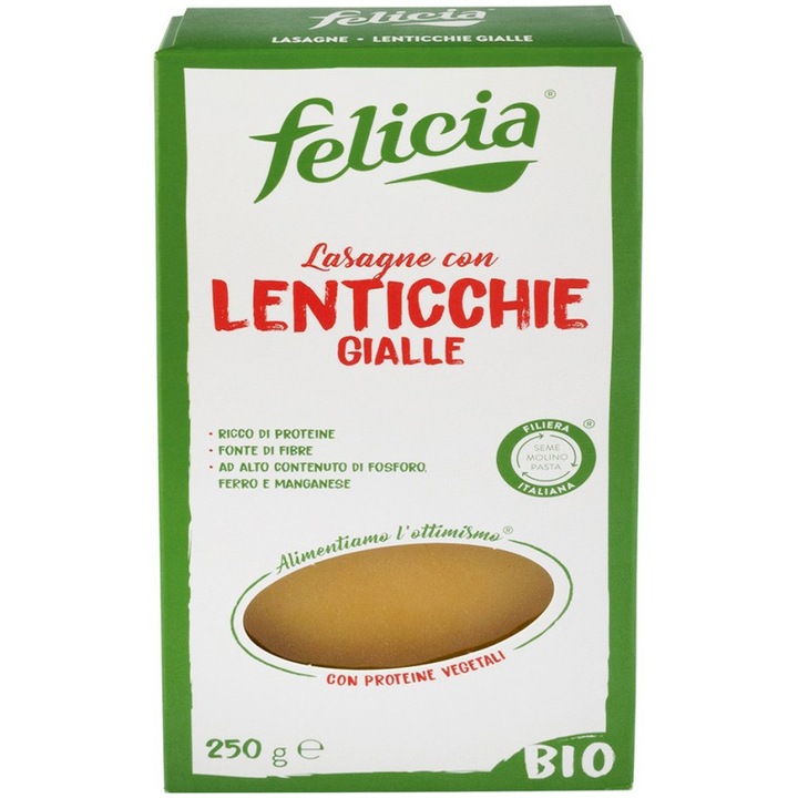Lasagna bio din linte galbena, 250g Felicia