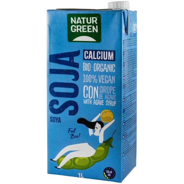 Bautura vegetala bio de soia cu calciu, 1000ml Natur Green
