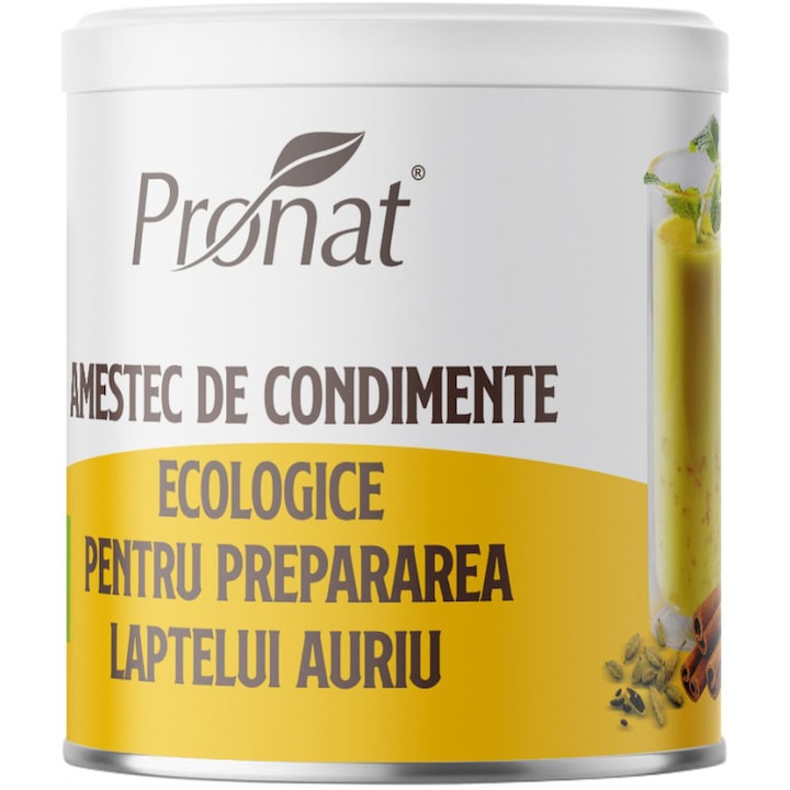 Amestec de condimente bio pentru prepararea Laptelui Auriu, 100g Pronat