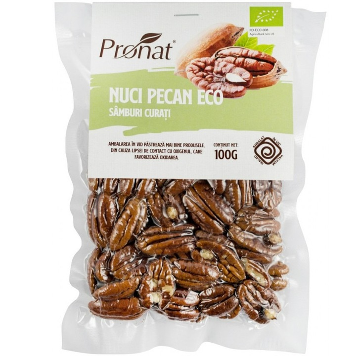 Nuci pecan bio, samburi curati 100g Pronat