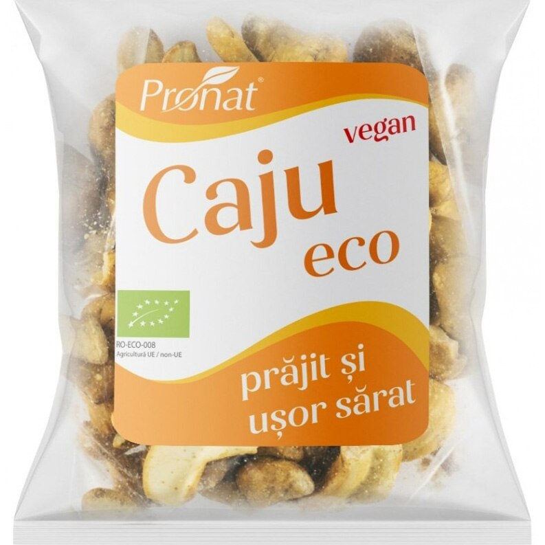 Nuci caju bio prajite si usor sarate 50g Pronat
