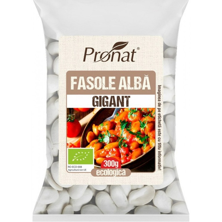 Fasole alba gigant bio, 300g Pronat
