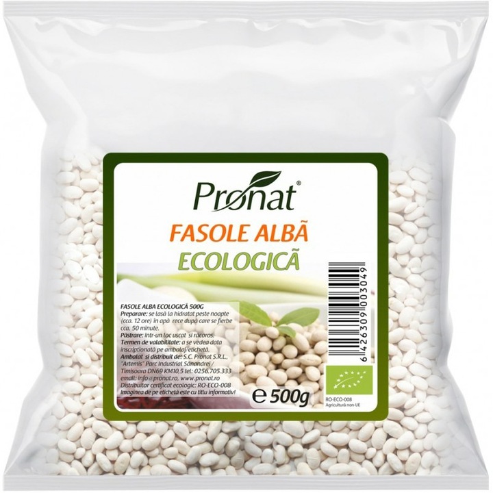 Fasole alba bio, 500g Pronat