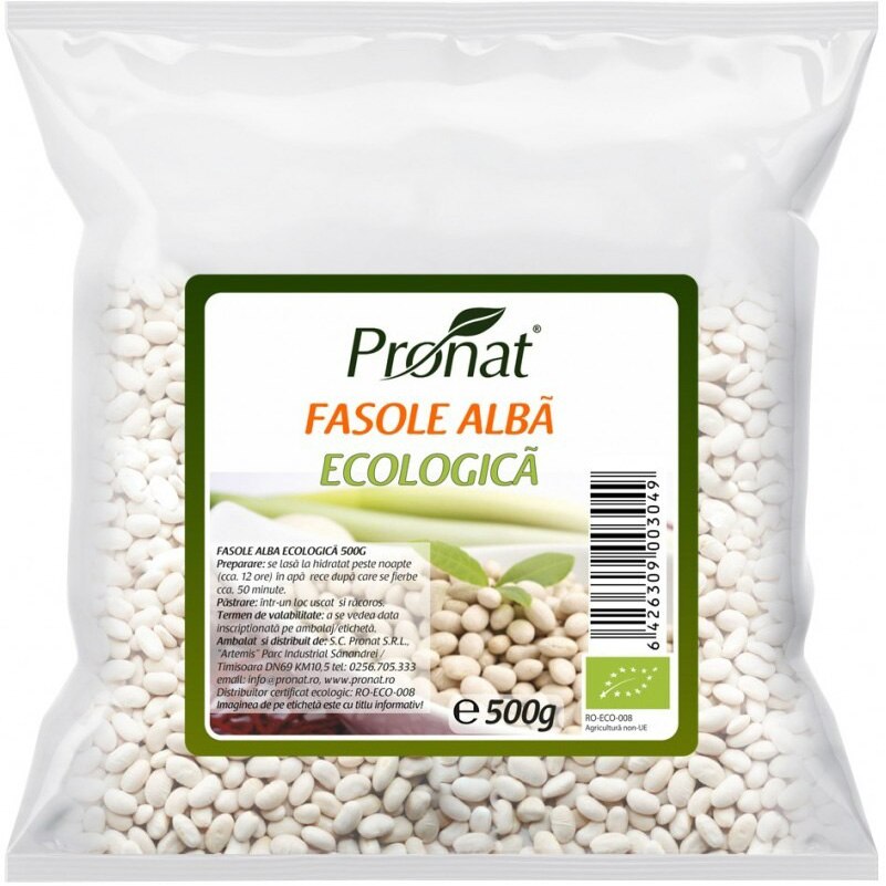 Fasole alba bio, 500g Pronat