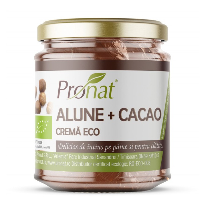 Crema bio de alune cu cacao, vegana 220g Pronat