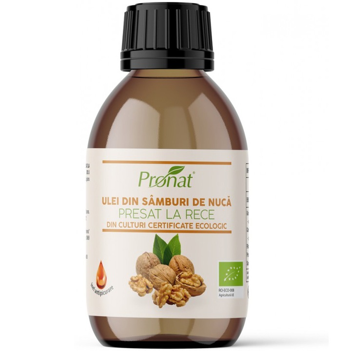 Ulei bio din samburi de nuca presat la rece, 100ml Pronat