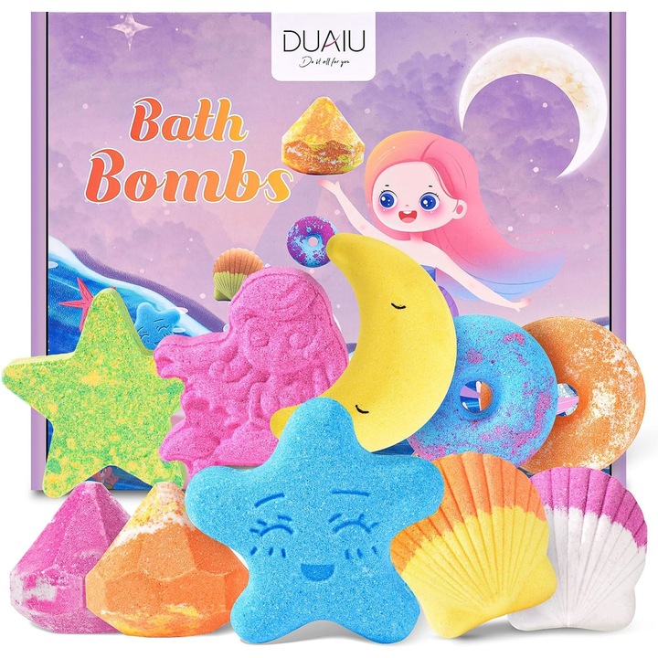 Set Bombe de Baie DUAIU, 10 buc, Aromaterapie, Hidratare, Multicolor