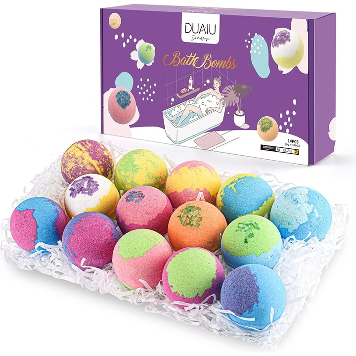 Set Bombe de Baie DUAIU, 14 buc, Vegan, Multicolor, Arome Diverse