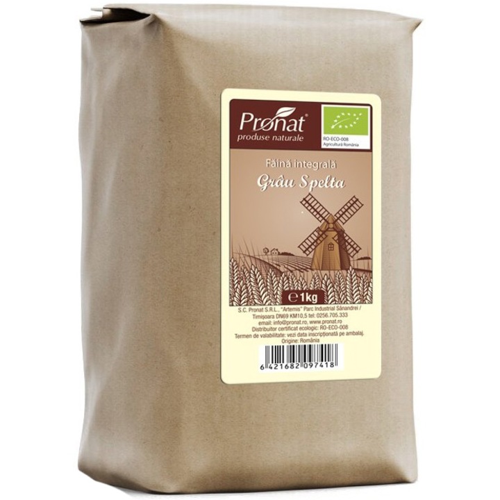 Faina integrala de grau spelta bio, 1kg Pronat