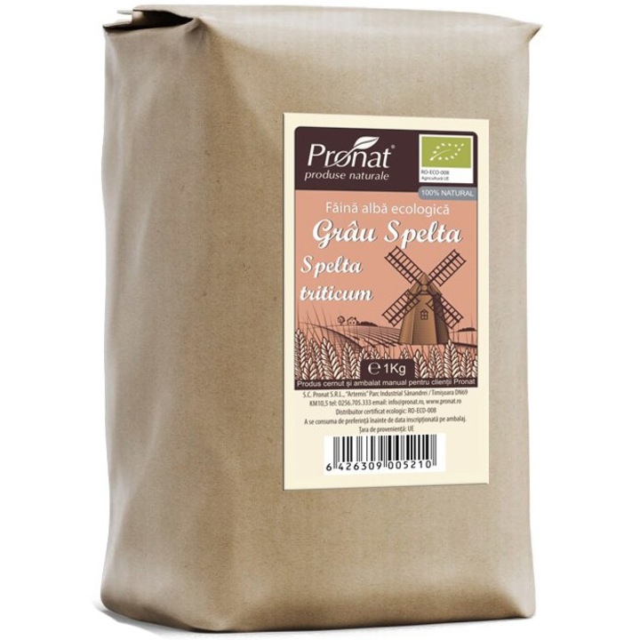 Faina alba bio de grau spelta (spelta triticum) 1kg Pronat