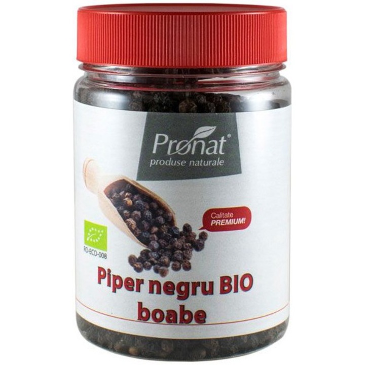 Piper negru bio boabe, 140g Pronat
