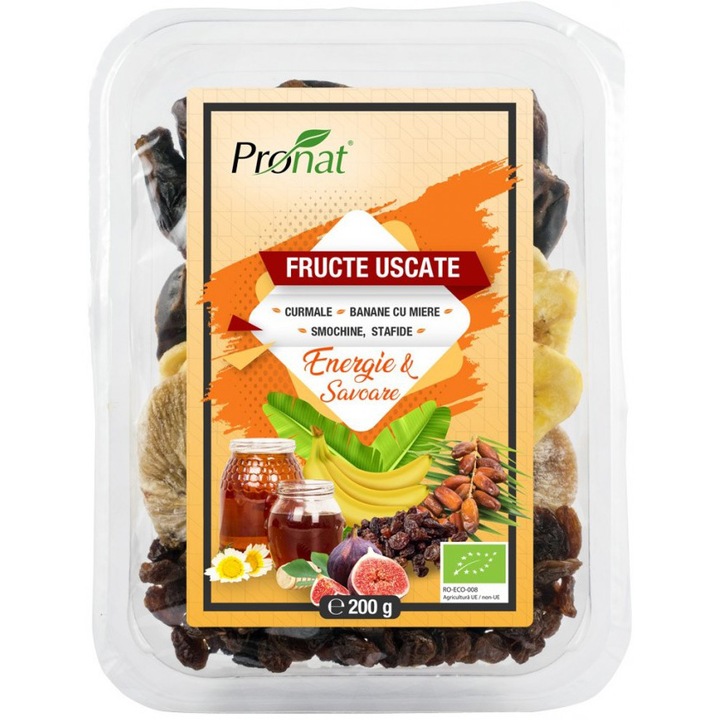 Mix bio de fructe uscate energie si savoare 200g Pronat