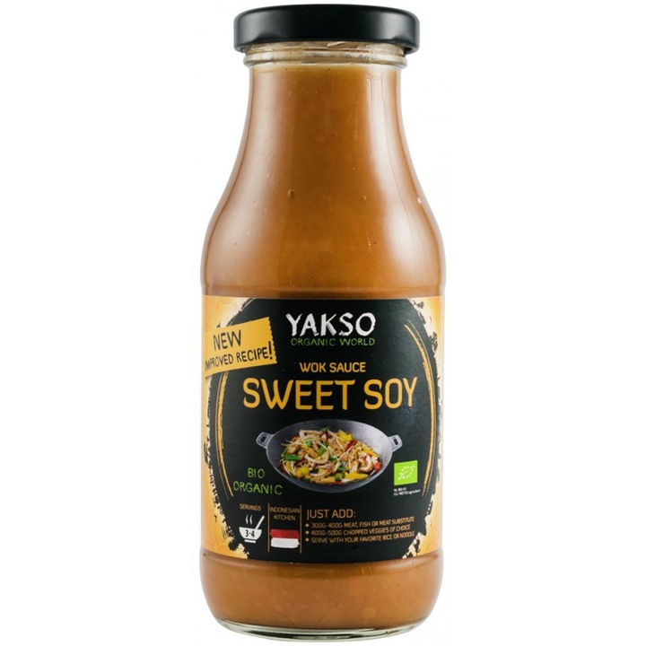 Sos bio dulce din soia pentru wok, 240ml Yakso
