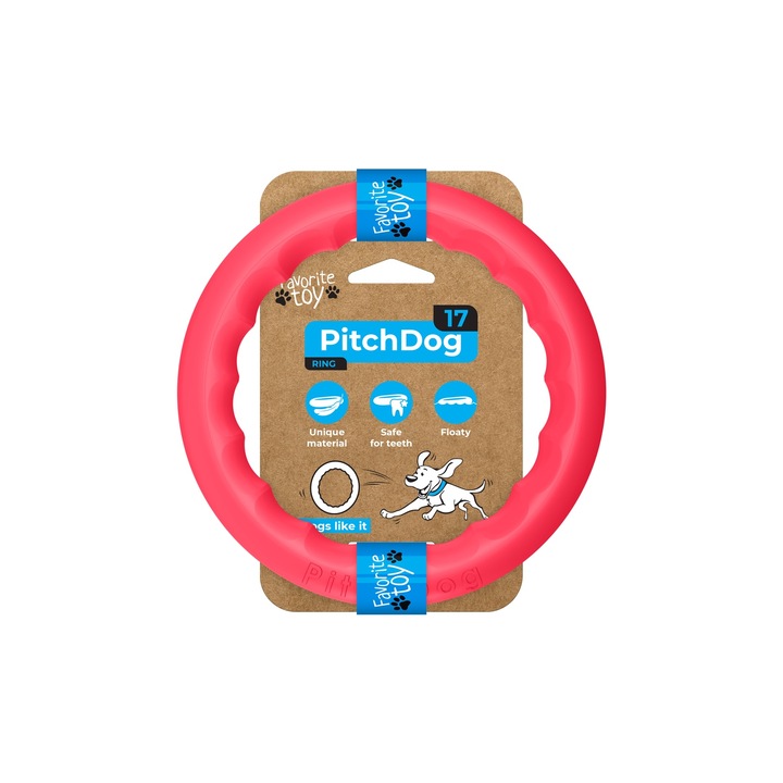 Jucarie Inel pentru caini PitchDog 28 cm, roz 62387