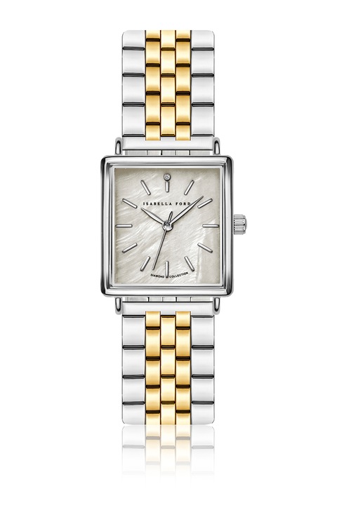 Isabella Ford, Кварцов часовник със седефен циферблат, Сребърен, Златист