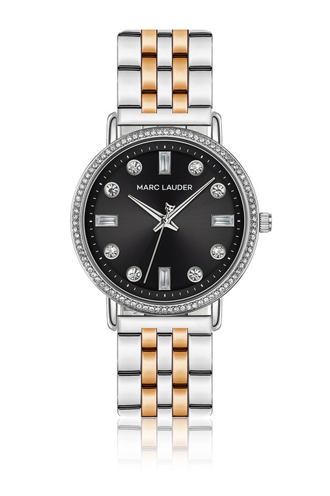 Marc Lauder, Двуцветен часовник с кристали, Rose Gold, Сребрист
