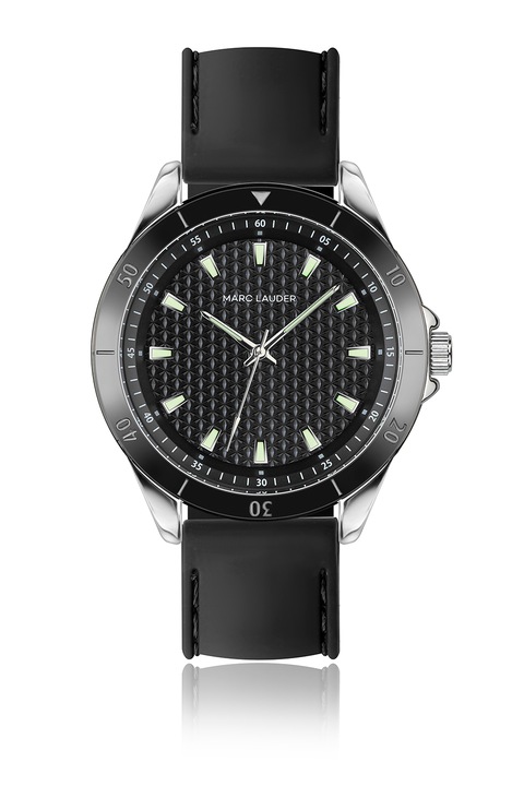 Marc Lauder, Часовник със силиконова каишка, Сребрист, Черен