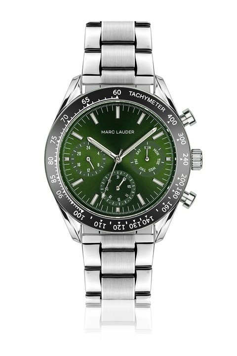 Marc Lauder, Мултифункционален часовник с верижка от нерждаема стомана, Сребърен