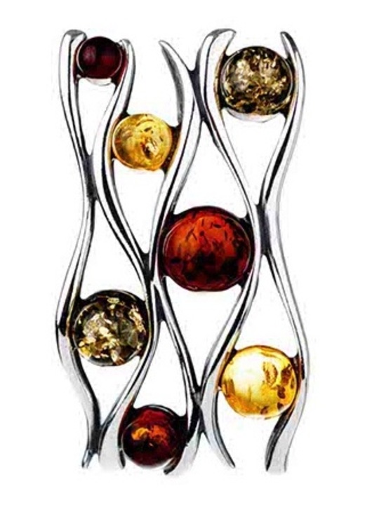 Colier pentru femei Siju, pandantiv mare cu chihlimbar natural, argintiu