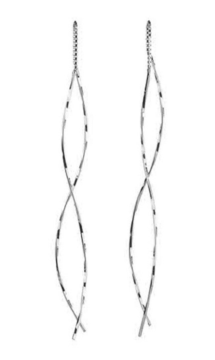 Cercei lungi Siju, argintii, luciosi, 9cm