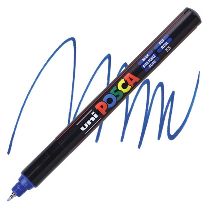 Маркер UNI PC-1MR Posca, 0.7 мм, Фин метален връх, K, 89873 (bx6)x144x576, Син