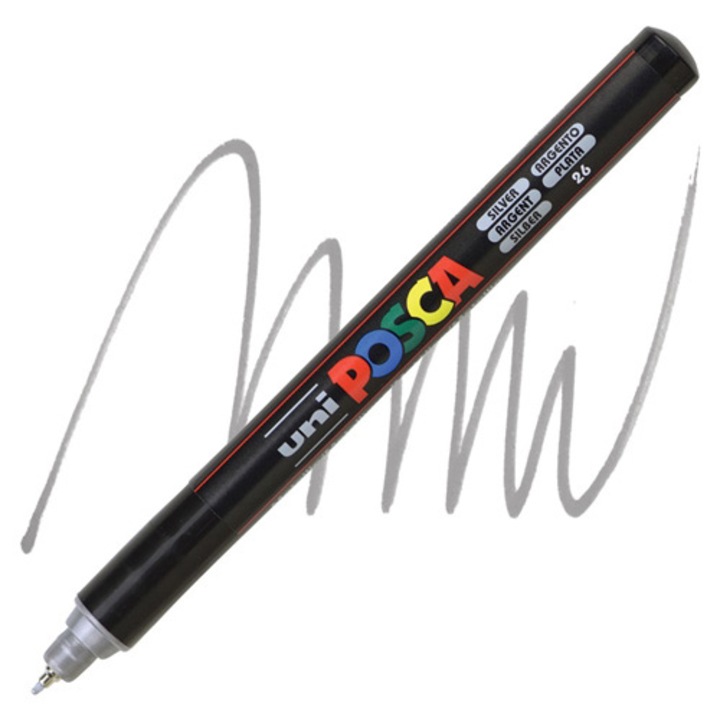 Маркер UNI PC-1MR Posca, 0.7 мм, Фин метален връх, 89927 (bx6)x144x576, Сребрист