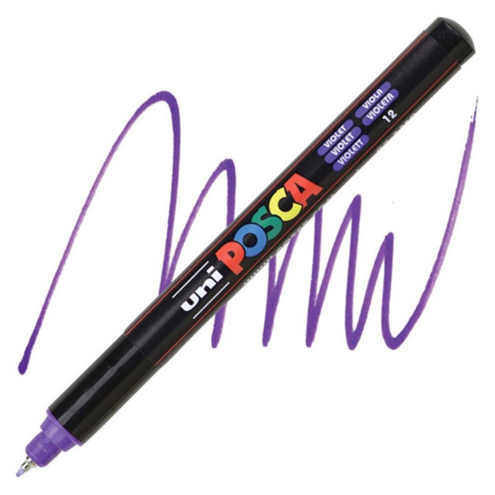 Маркер UNI PC-1MR Posca, 0.7 мм, Фин метален връх, K, 89835 (bx6)x144x576, Лилав