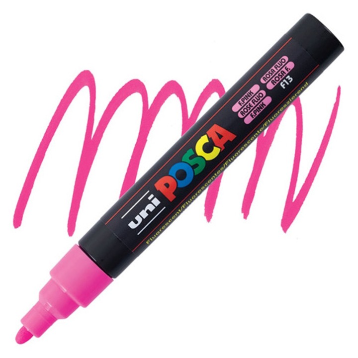 Маркер UNI PC-5M Posca, 1.8-2.5 мм, Флуоресцентно розов (bx6)x144x288