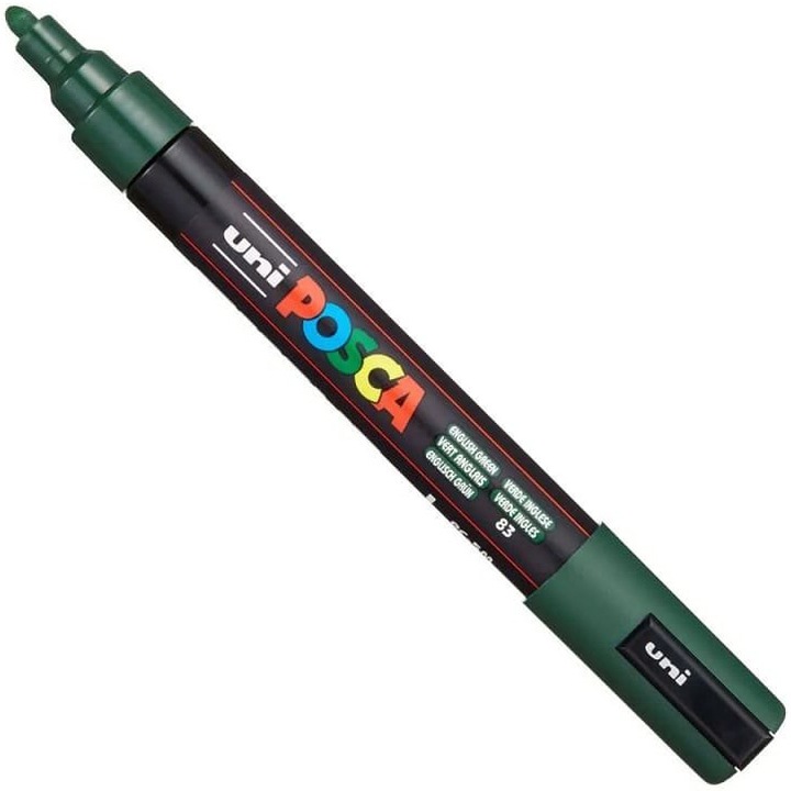 Маркер UNI PC-5M Posca, 1.8-2.5 мм, UK, (bx6)x72x288, Тъмнозелен