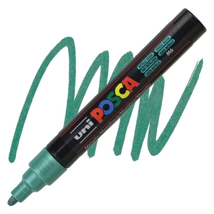 Маркер UNI PC-5M Posca, 1.8-2.5 мм, 13578 (bx6)x144x288, Зелен металик