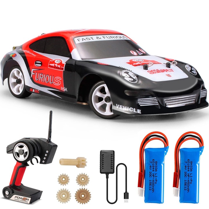 Кола с дистанционно WALALLA, 1:28, 4WD, 30км/ч, червено/черно, ABS