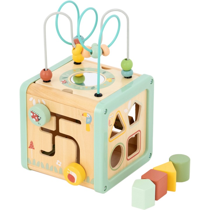 Centru de activitati din lemn - Cubul Mappy 6in1