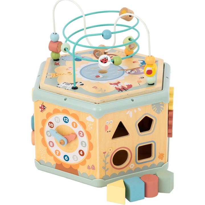 Jucarie din lemn Mappy - hexagonul cu activitati 7in1