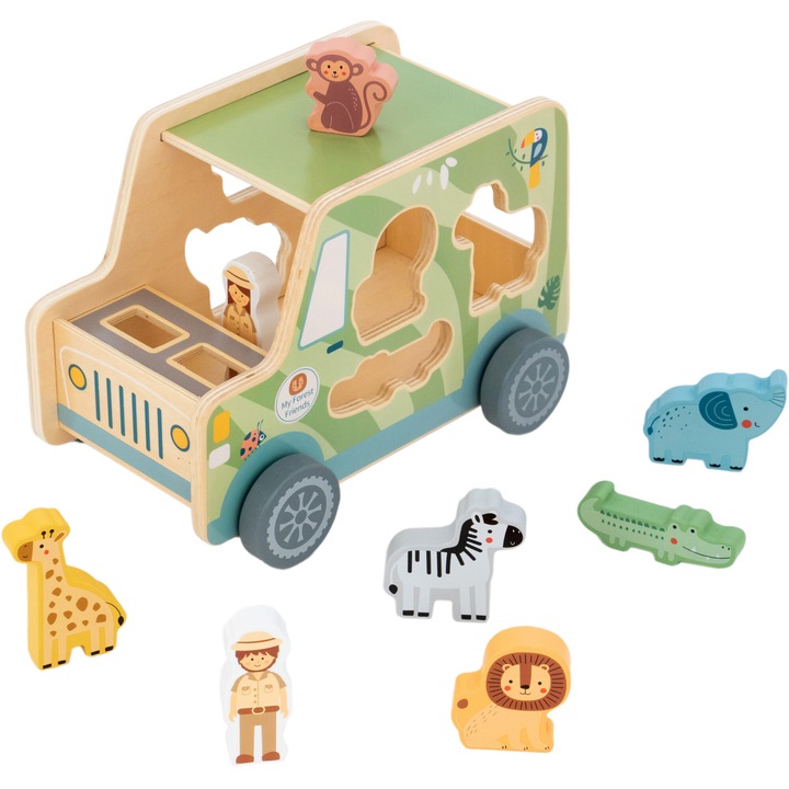 Jucarie de sortare din lemn - Mappy Camionul animalelor
