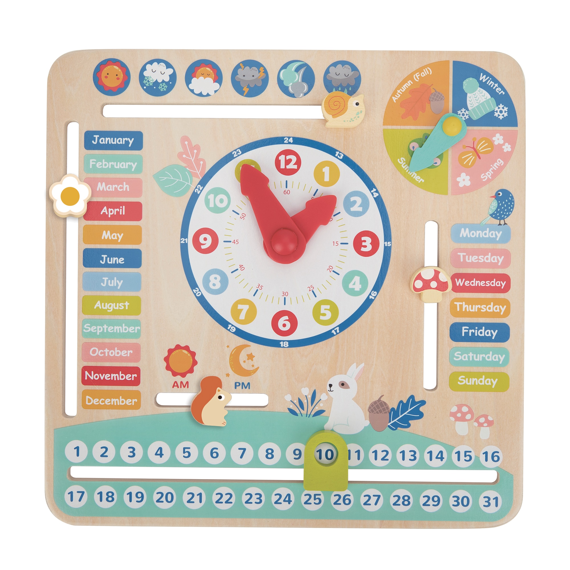 Jucarie din lemn Mappy - calendarul cu ceas