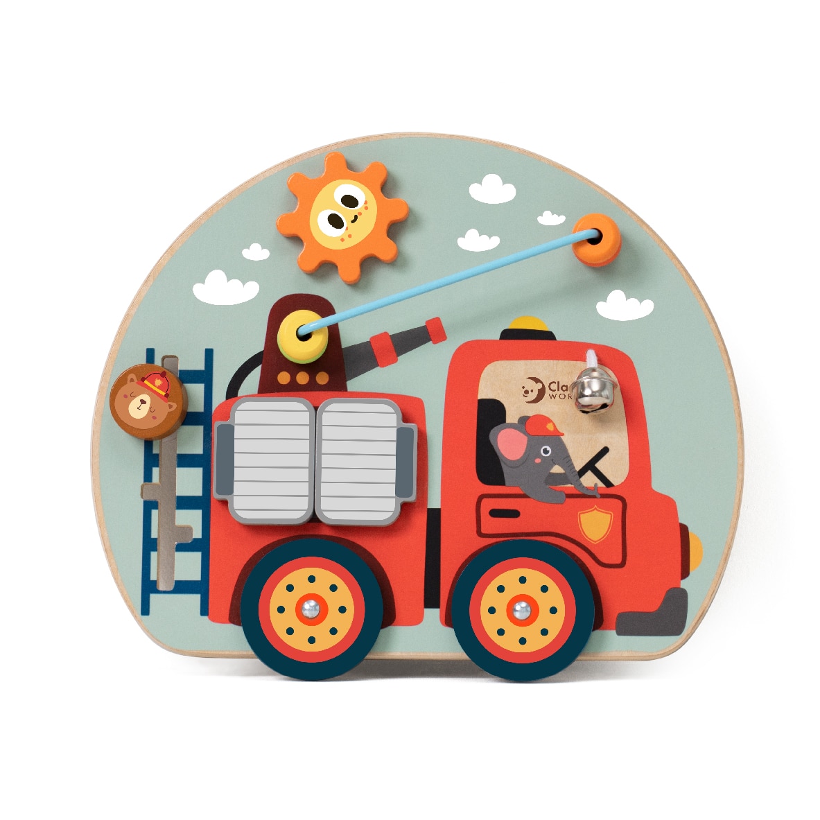 Placa senzoriala Mappy Pompieri, din lemn, cu activitati