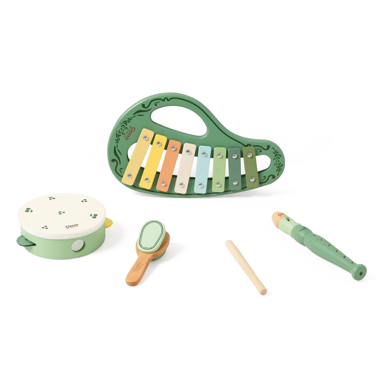 Set Mappy Vintage, cu xilofon, toba, fluier si clapper