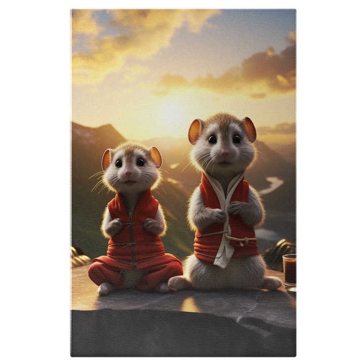 Tablou Canvas: Hamsteri Yogini- Animatie Pictura Digitala 90x60CM