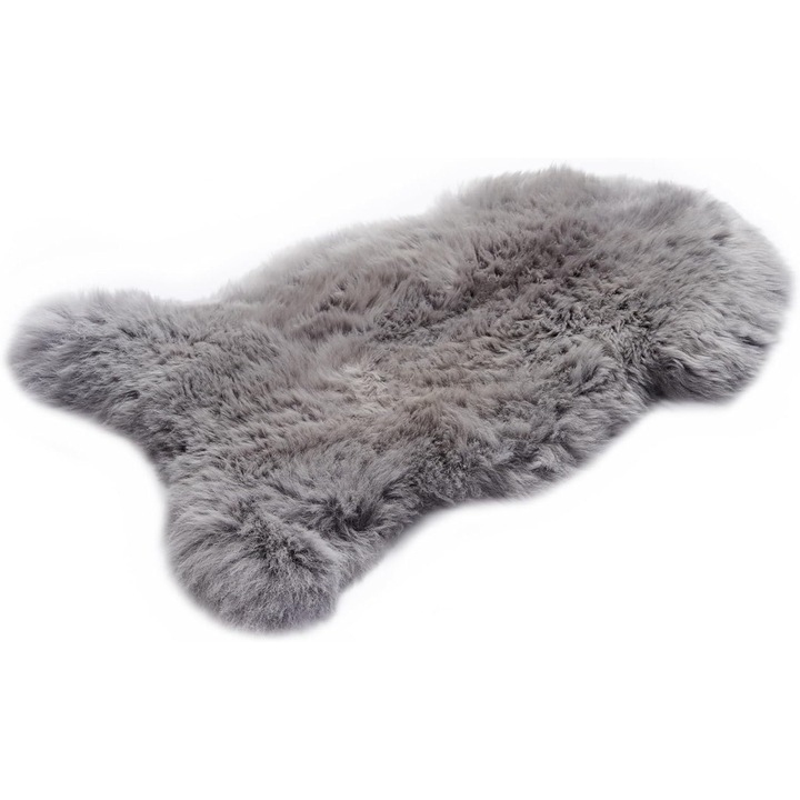 Covor KABAJA, Piele naturala, Argintiu, 100x60 cm