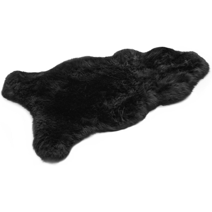 Килим HOMELAMB, Естествена овча кожа, Eco-Friendly, Мек, Черен, 100x110 см