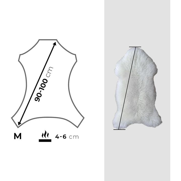 Covor KABAJA Relugan, piele naturala, 90x55cm