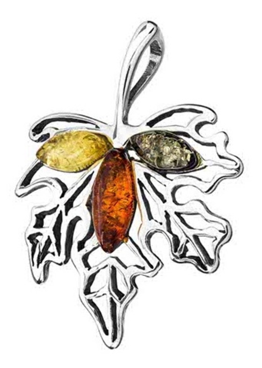 Colier Siju, frunza ajurata, chihlimbar baltic