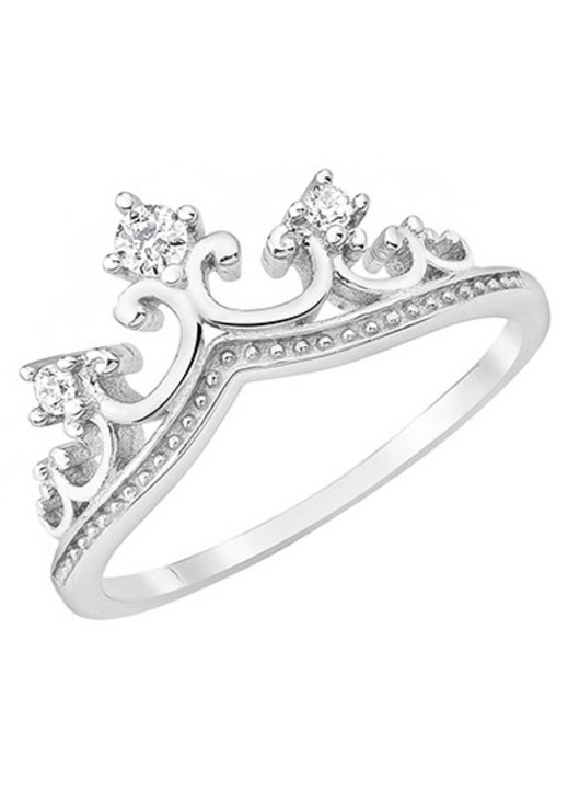 Inel dama Siju, model coroana, argint, decorat cu zirconii, argintiu
