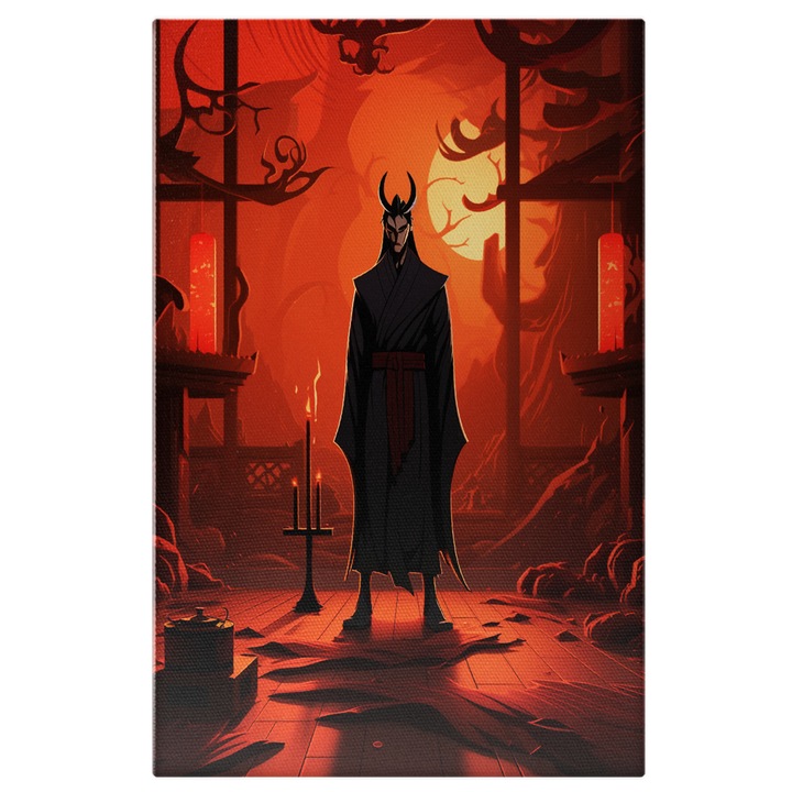 Tablou Canvas: Rau-Facator Japonez in Cadru portocaliu- Desene si Animatii Pictura Digitala 40x25CM