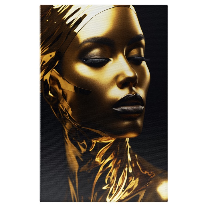 Tablou Canvas: Portret Artistic Auriu- Moda si Frumusete Pictura Digitala 100x70CM