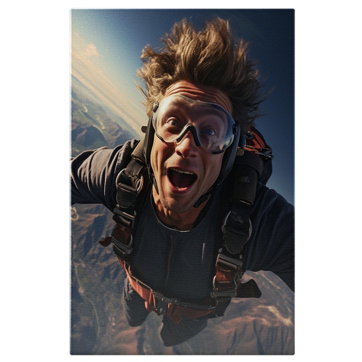 Tablou Canvas: Parasutist Surprins la Camera- Sporturi Extreme Pictura Digitala 60x40CM